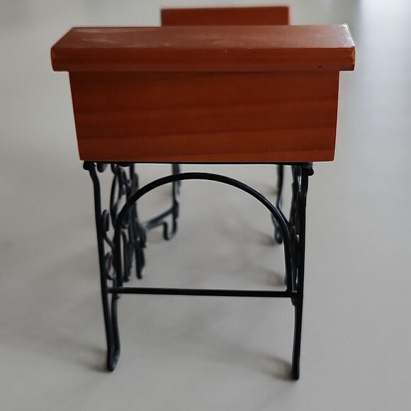 VNTG Minature Wooden with Metal Frame Student Doll Furniture Desk - Picture 5 of 9